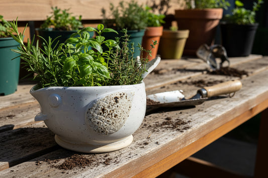Handmade Ceramic Chicken Planter