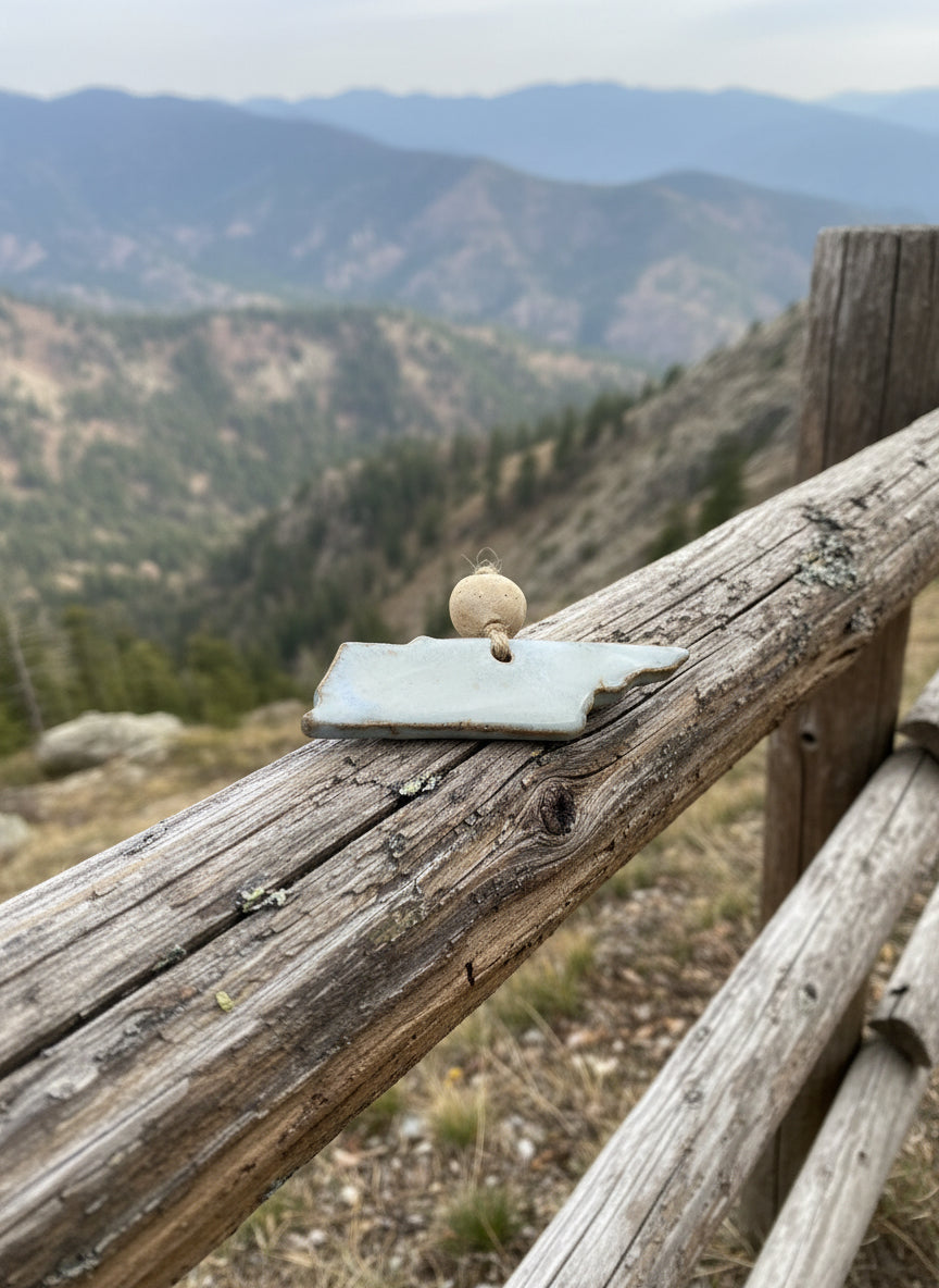 A Blue Tennessee ornament on a rustic wood fence