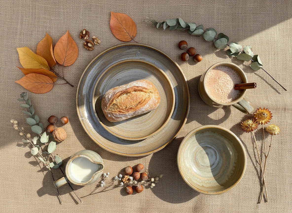 Overhead flat lay with autumn styling